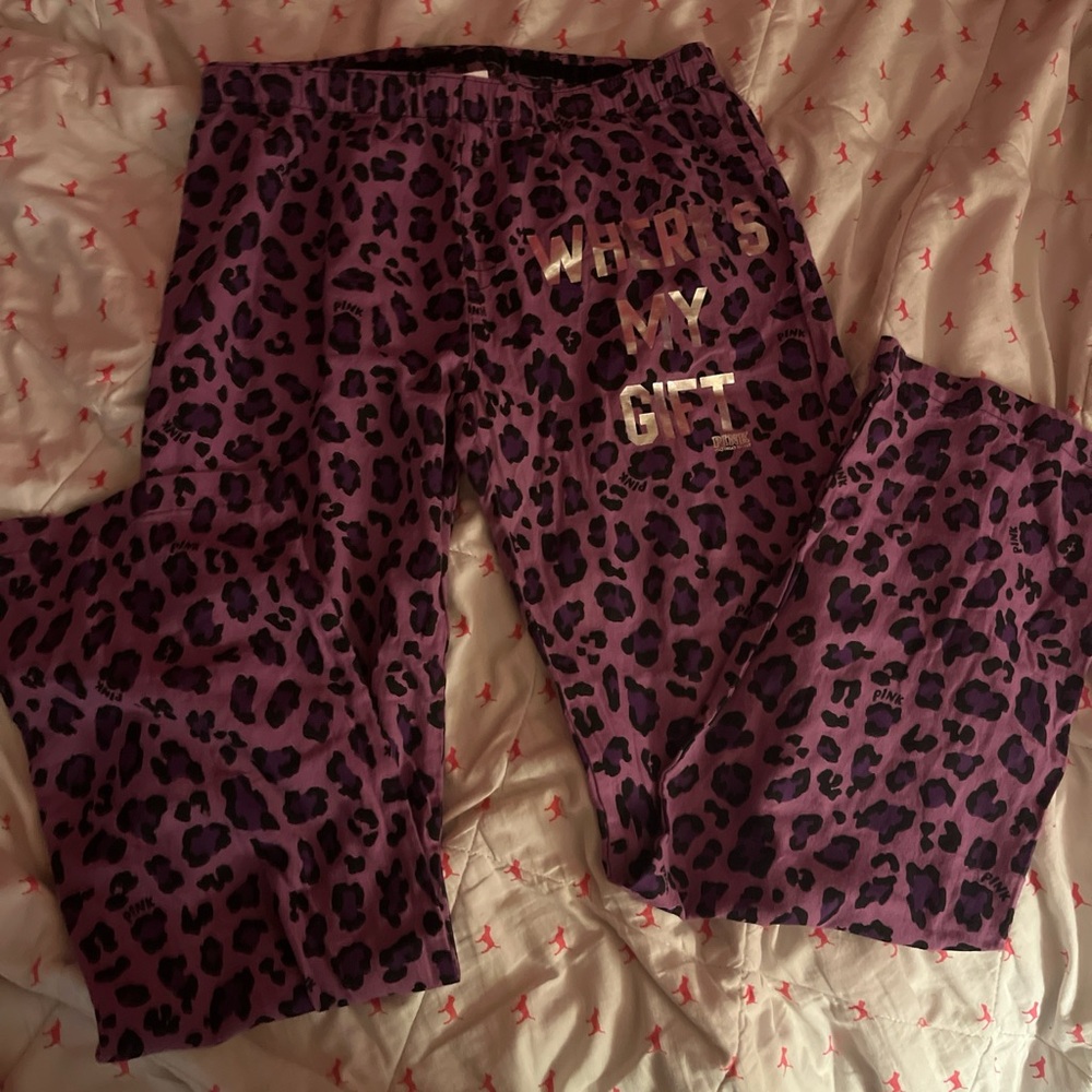 PINK Victoria's Secret Purple Leopard Pajama Pants